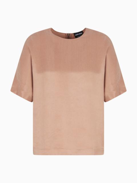 CUPRO AND VISCOSE CREW-NECK BLOUSE