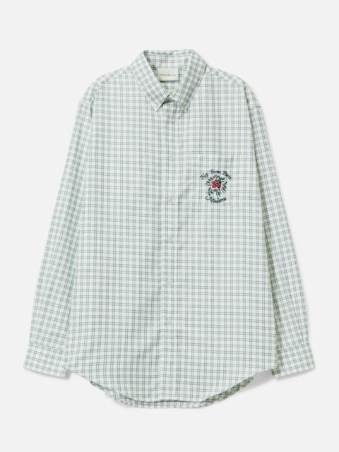 CHEMISE CARREAUX SLOGAN ROSE