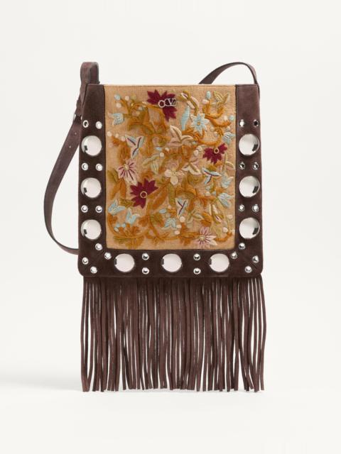VALENTINO GARAVANI NELLCÔTE EMBROIDERED SHOULDER BAG WITH FRINGES