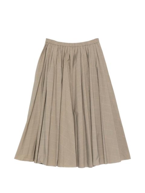 plaid pleated midi skirt