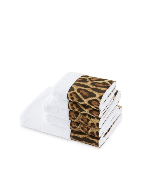 set of five terry cotton towels