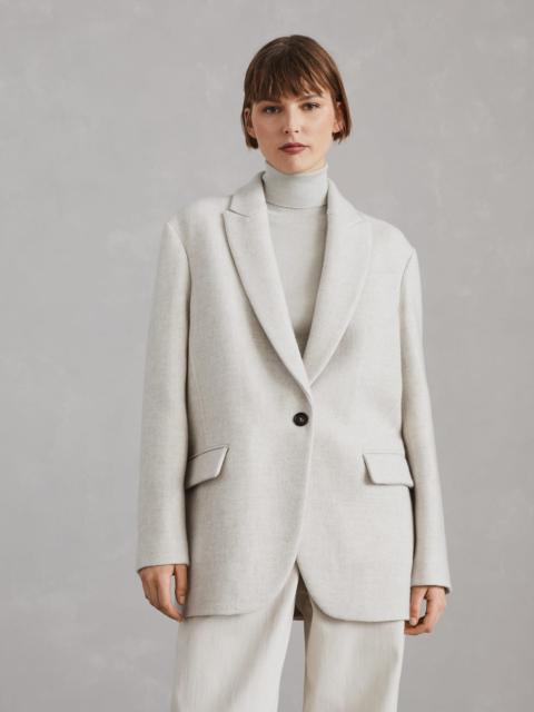 Hand-finished cozy cashmere double cloth blazer with monili