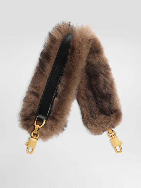 Shearling and palmellato calfskin bag shoulder strap