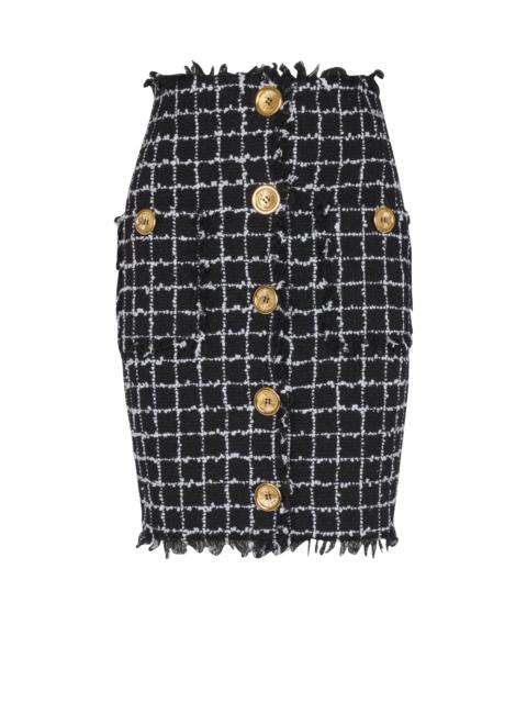 Tweed pencil skirt with buttons