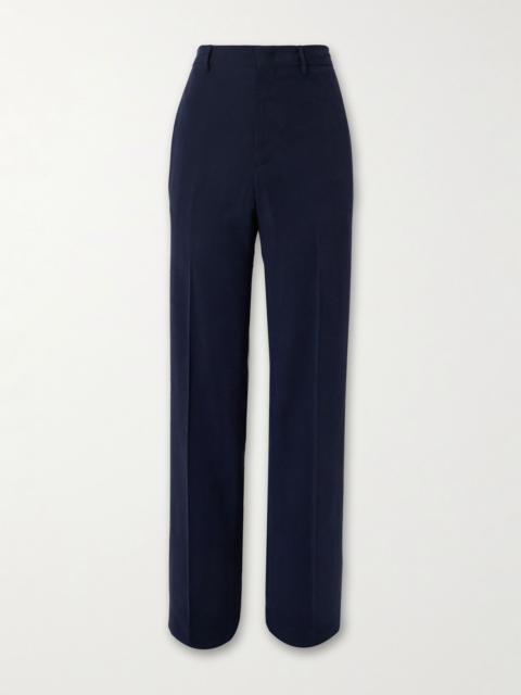 Wide-leg Twill Trousers Navy
