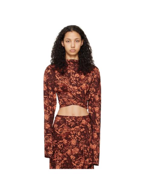 Brown & Orange Asymmetric T-Shirt