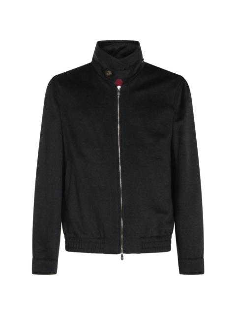 button-collar zip-up jacket