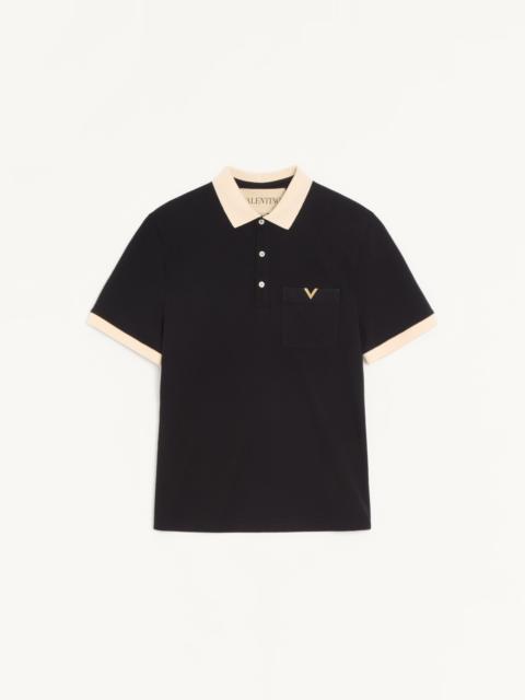 VALENTINO POLO SHIRT IN COTTON PIQUET WITH VGOLD