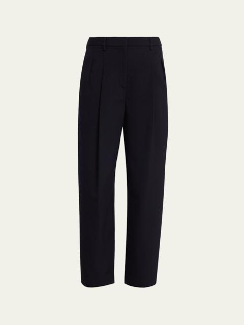 Pleated Wool Cigarette Pants