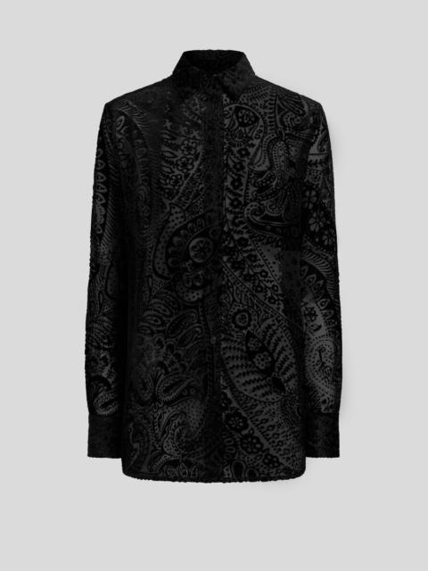 BURNOUT VELVET SHIRT WITH FLORAL PAISLEY MOTIF