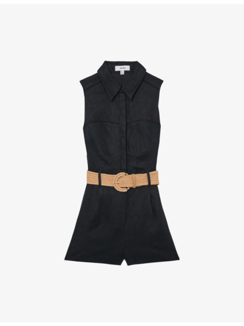 Taylor Belted-Waist Linen Playsuit