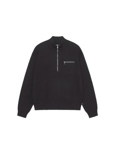 Stussy Half Zip Mock Neck Sweater Black