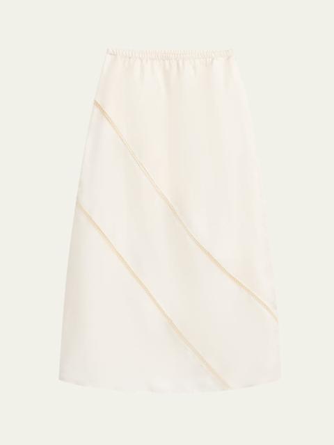 Tobago Lattice-Inset Silk Midi Skirt