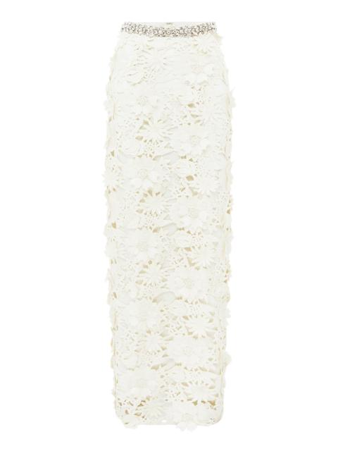 Kyra Embellished Lace Maxi Skirt white