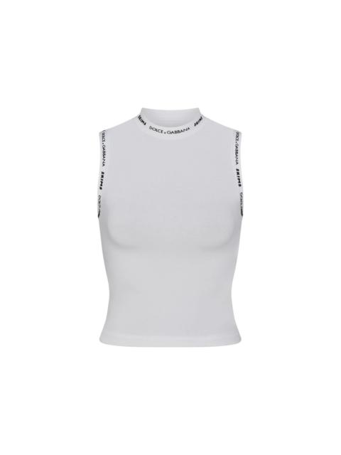SKIMS x Dolce&Gabbana Cotton Jersey Mock Neck Tank Snow