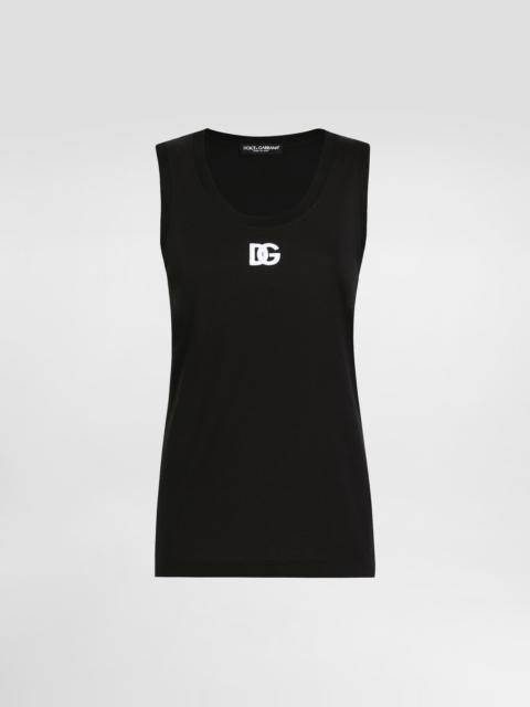 Oversize jersey tank top with DG logo embroidery
