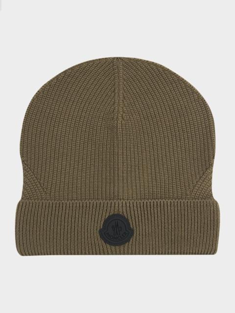 Men's Wool Beanie with Tonal Logo