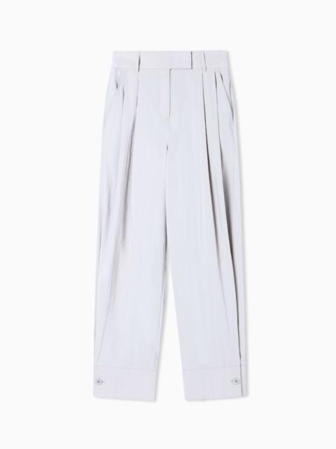 WASHED TECHNICAL SILK TROUSERS WITH PLEATS