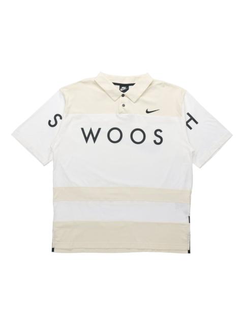 Nike Sportswear Swoosh Logo Printing Contrasting Colors Loose Polo Shirt White DJ5370-110