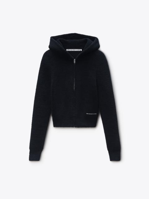 Knit Logo Zip-Up Hoodie in Fleece