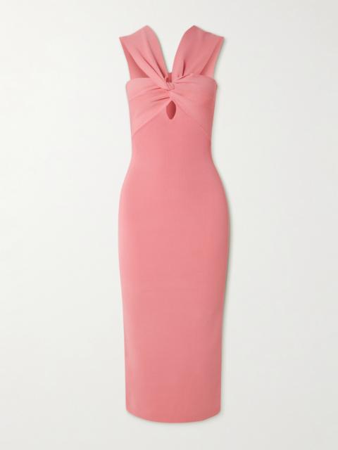 Dawnette Cutout Knotted Ribbed-knit Midi Dress