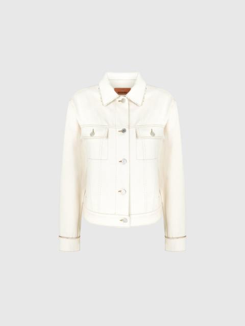 Denim jacket with zigzag greek inserts