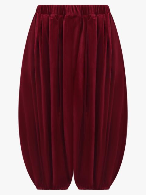 ELASTIC WAIST VELVET DROP CROTCH PANT | BURGUNDY