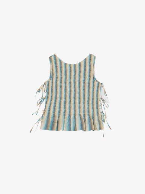 OMBRE STRIPED COTTON SMOCK TIE TOP