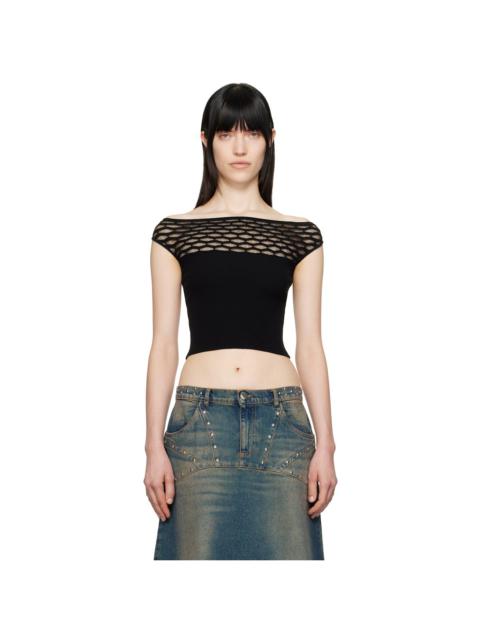 SSENSE Exclusive Black Avenue Off-Shoulder T-shirt