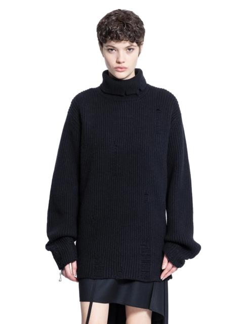 Tone Turtleneck Jumper In Distressed Felted Rib