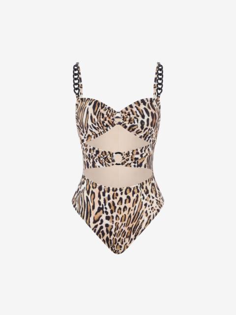 ALLOVER LEO PRINT ONE-PIECE SWIMSUIT