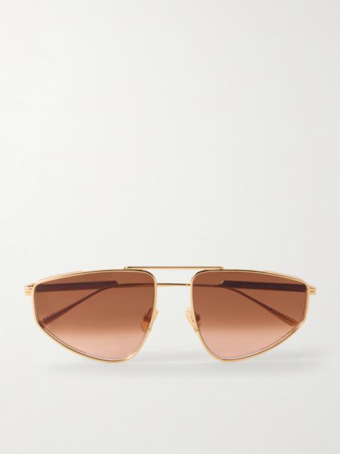 Ribbon Aviator-style Gold-tone Sunglasses
