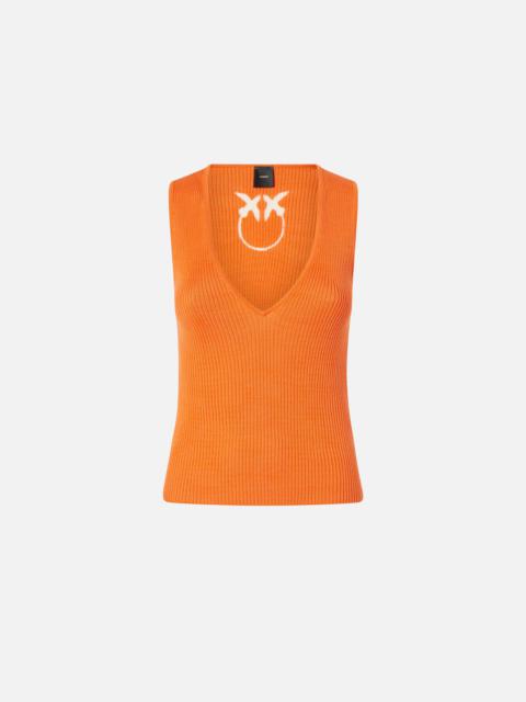 RIBBED SILK BLEND SLEEVELESS TOP