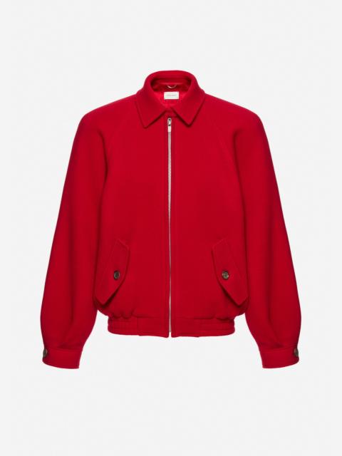 Wool zip-front bomber jacket in red