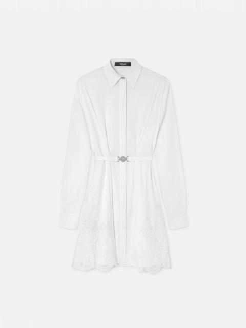Lace-Trim Cotton-Poplin Mini Shirt Dress