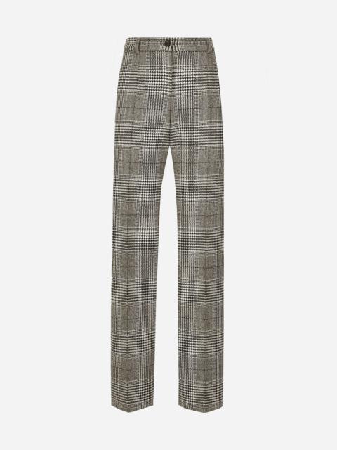 Flared glen plaid pants