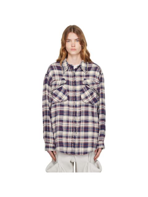 Red & White Beaded Pocket Shirt