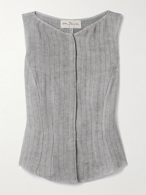 Lupe striped linen vest Gray