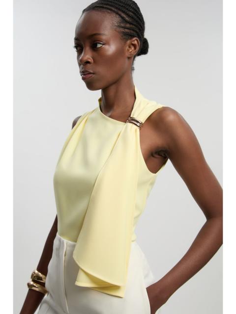 Polished Tailored Trim Detail Drape Top