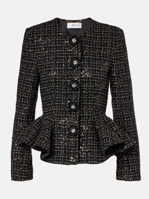 Tomomi sequined peplum tweed jacket