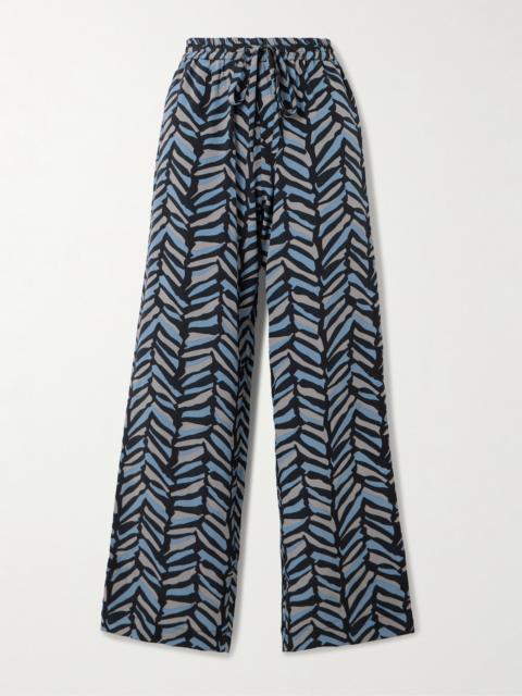 Printed Silk Crepe De Chine Straight-leg Pants
