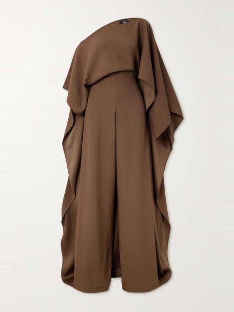 Jerry cape-effect one-shoulder crepe jumpsuit