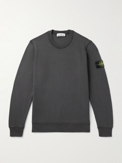Garment-Dyed Logo-Appliquéd Cotton-Jersey Sweatshirt Gray