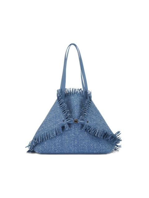 medium fringed-edges woven tote bag