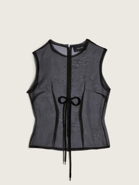 Sheer Frayed Contour Dart Top