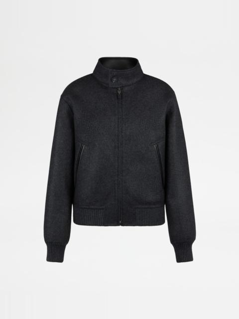 BOMBER JACKET IN DOUBLE CASHMERE - GREY
