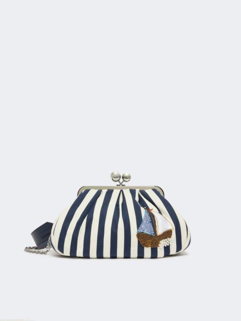 Medium striped cotton Pasticcino bag - CORNFLOWER BLUE