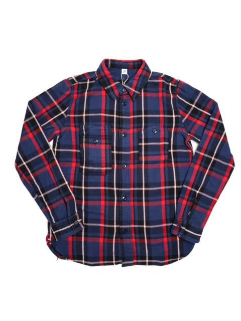 2222-NV Raised Surface Check Double Pocket Shirt Navy