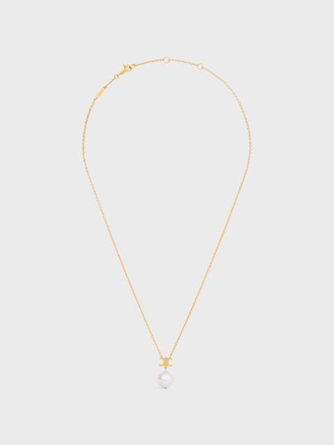 Les Perles Celine Necklace in Resin Pearl and Brass with Gold Finish