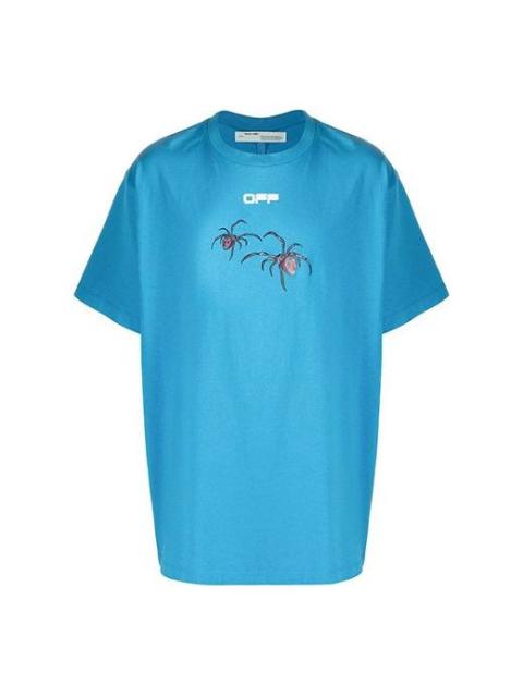 Off-White Arachno Arrow Print Printing Short Sleeve Loose Fit Blue OMAA038S201850013088